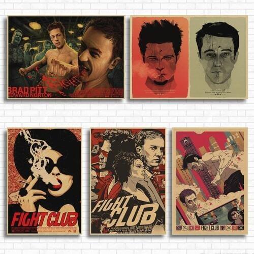 Fight Club Kraft Paper Poster Movie Vintage Paper Poster Retro Art Wall Decoration Wall Sticker