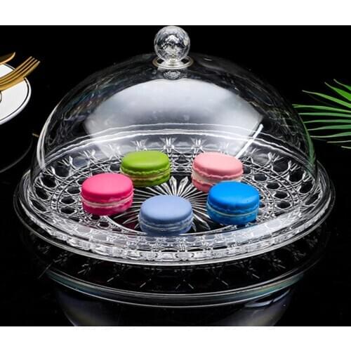 Various Sizes Cake Stand With Cover Food Grade Acrylic Transparent Round Fruit Plate Lid Wedding Birthday Party Macaron Dish
