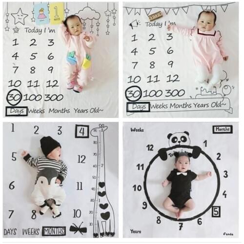 Infant Baby Milestone Photo Props Background Blankets Play Mats Backdrop Cloth Calendar Nordic photo props Accessories