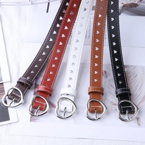 Hollow Heart Type PU Leather Belt for Women Fashion Cute Black Harajuku Belt Ladies Pants Party Dress Heart Waist Belt For Jeans