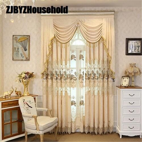 The New Cloth Curtain Splicing Hollow Out Chenille Embroidery Embroidery Curtain Curtains for Living Dining Room Bedroom Valance