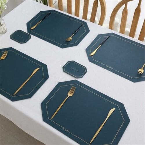 Modern Leather Waterproof Oil-proof Anti-scald Heat Insulation Pad Dining Table Octagonal Non-slip Coaster Western Placemat