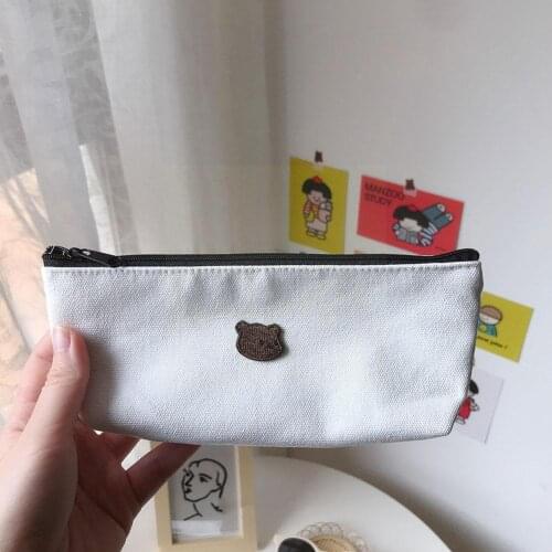 Embroidered Canvas Cute Pencil Bag Korean Storage Case Pencil Cool Stationery Pretty Case Bag Box For School Cases P Pencil F0C8
