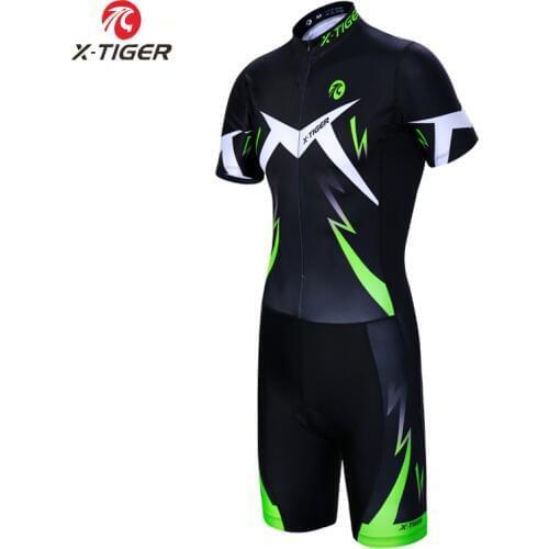 X-Tiger Short Sleeve Triathlon Running Swimming Cycling Jerseys Compression Sponge Padded MTB Bike Jersey Ropa De Ciclismo