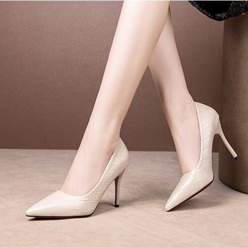 Sexy Black Heels Embossing Pumps 2020 Spring Autumn Pointed Toe Dress Shoes Women Super High Heels Office Party Shoes 8455G