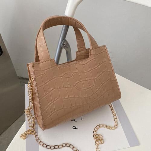 Solid Color Small Handbags For Women Pu Leather Shoulder Bag Chain Small Square Bag Designer Crossbody Versatile Female Bag