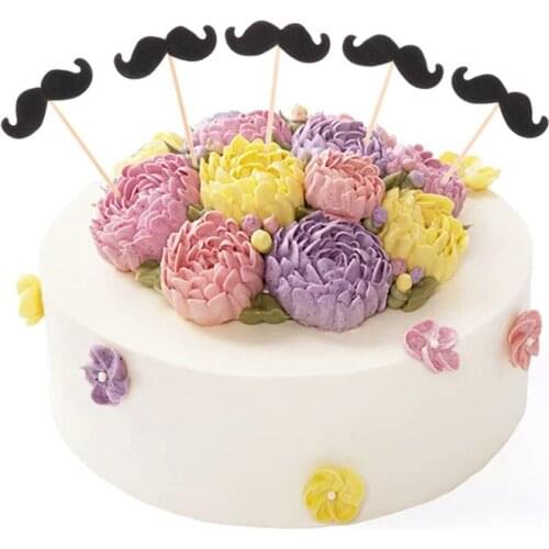 Pack of 20 Glitter Paper Hat Cake Topper Birthday Party Cupcake Toothpicks Black