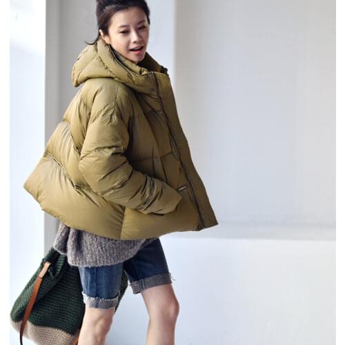 MICOCO Y2001C Design art simple solid color Mosaic thickened hooded short down jacket