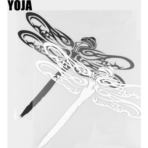 YOJA 20.9×18.9CM Flying Dragonflies Vinyl Decal Cartoon Animals Car Stickers Black/Silver 19C-0317