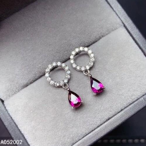 KJJEAXCMY fine jewelry natural Garnet 925 sterling silver women earrings new Ear Studs support test elegant