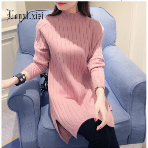 2018 Spring knitted sweater base shirt half high collar pullover women joker wear, LQ0022