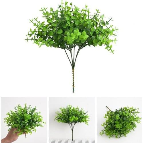 1 Bouquet Fake Small Eucalyptus Leaves Delicately Cut Classic Plastic Baskets Decor Artificial Grass for Home