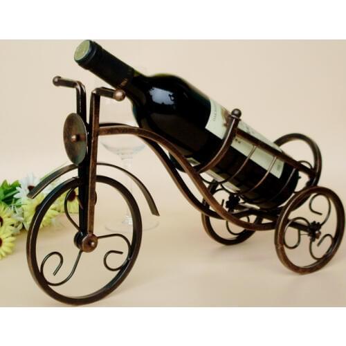 1PC Retro Tricycle Shape Red Wine Rack Kitchen Wine Holder Metal Wine Shelf for Wedding Banquet Restaurant Home Bar KI 2053