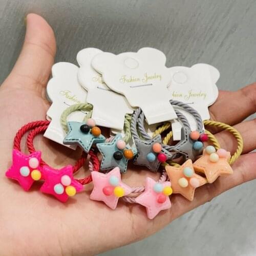 10Pcs/Set Girls Colorful Star Rubber Elastic Hair Bands Children Ponytail Holder Scrunchie Headband Kids Hair Accessories