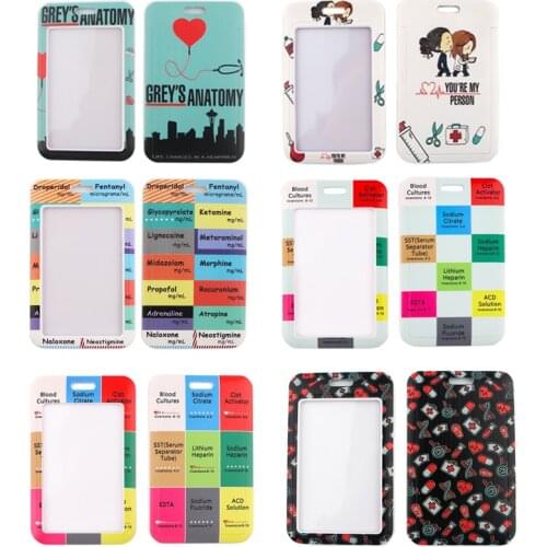 20pcs/lot BH1439 Blinghero Cartoon Doctor Nurse ID Card Holder Name Medical Theme Credit Card Holder Neck Strap Card ID Holders