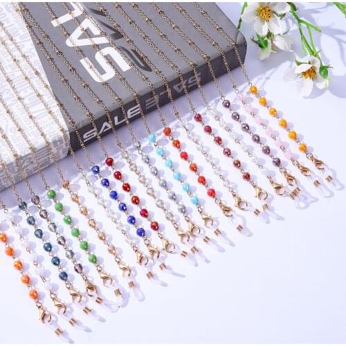 2021 New Jewelry Fashion for Women Bohemian Crystal Glass Beaded Glasses Chain Lanyard Mask Holder Trendy Sunglasses Chain Gifts