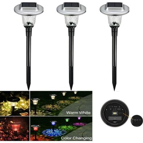 3Pcs Solar LED Garden Lawn Light Outdoor Street Lamp RGB Lighting Waterproof Landscape Decoration For Pathway Yard Lawn Sunlight