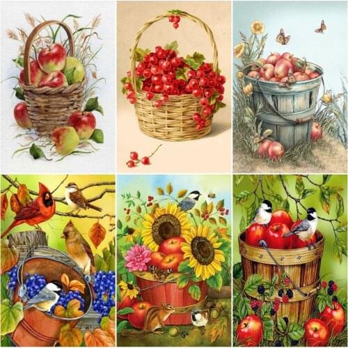 5D DIY Diamond Fruit Series Full Flower Basket Square Round Embroidery Painting Rhinestone Home Decoration Restaurant Set