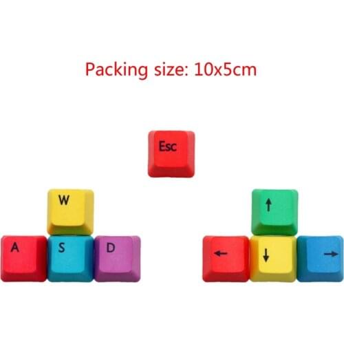 9 Key Color Supplement Keycap WASD Arrow Keys Esc Mechanical Keyboard Keycaps OEM Profile PBT RGBY Modifiers WXTB