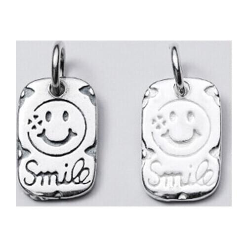 925 Sterling Silver Cute Smile Face Rectangle Charms Handmade Bracelet Necklace Silver Pendant Findings DIY Jewelry Making Gift
