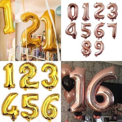 32 40inch Big Foil Birthday Balloons Helium Number Balloons Happy Birthday Party Decorations Kids Toy Figures Wedding Air Globos