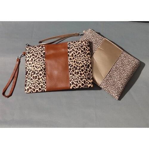 Lady Fashion PU Leather Leopard Make Up Bags Women Sunflower Canvas Cosmetic Bag Cheetah Wristlet Clutch Purse