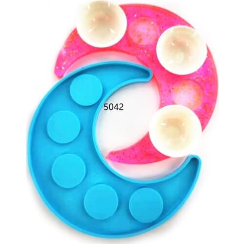 Moon Shape Wine Divider Resin Molds Serving Tray Silicone Molds DIY Cup Holder Candle Holder Epoxy Resin Craft