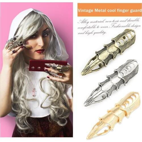 Punk Gothic Rock Scroll Joint Armor Knuckle Full Finger Rings Cosplay Ring DIY Ring Halloween decoration