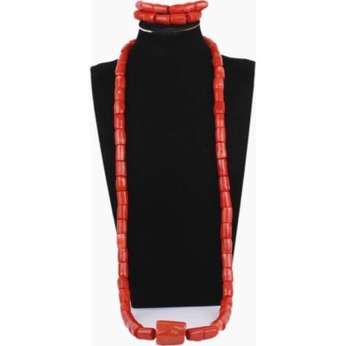 Dudo Jewelry Orange or Red Jewellery Set African Genuine Real Coral Beads Jewelry Sets Nigerian Wedding Groom Bracelet Necklace