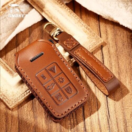 Dandkey 6 Buttons Leather Remote Key Shell Case Cover For Volvo XC60 V60 S60 XC70 V40 2013 2014 2017 Auto Car Accessories Key