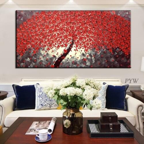 Best Hand-Painted Abstract Oil Painting Fortune Tree Home Decoration Horizontal Version Modern Wall Art Of the Living Room GIF