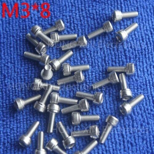 M3*8 Cylinder head inner hexagon screw 304 Stainless steel 8mm screw socket head screws inner hexagonal head bolt Brand 70pcs