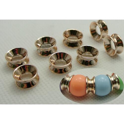 50 Gold Tone Metallic Acrylic Double Cap Spacer Beads 10X5mm Fit 10-12mm With Big Hole