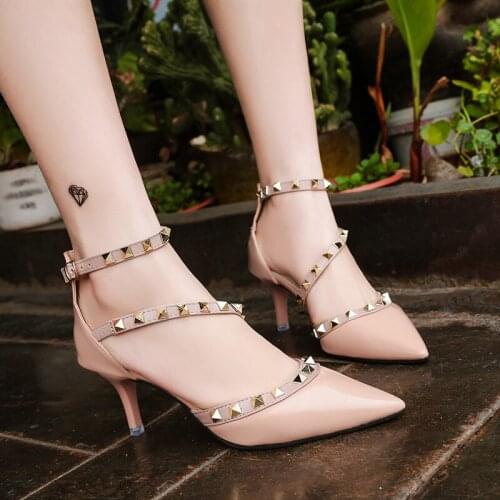 New Rivet Pointed Toe Womens Shoes High Heels Womens Sandals Stiletto High Heels Pumps Ladies Dress Party Shoes