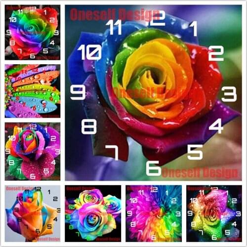 New style diy diamond painting clock flower diamond embroidery clock flower rhinestone pictures decoration home diamond art kit