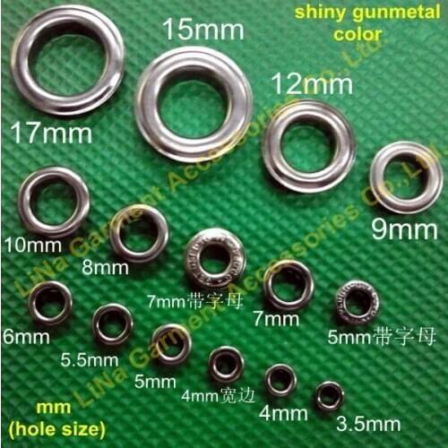 CPAM Shipping 12mm Eyelets for Apparel and Scrapbook Shiny Gunmetal color metal eyelets for garment bags wallet etc accessories
