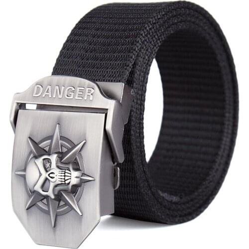 Mens Belt Thickened Tank-print Nylon Canvas Sport Outdoor Belts Automatically Buckles Young Student Casual Pants Waistband