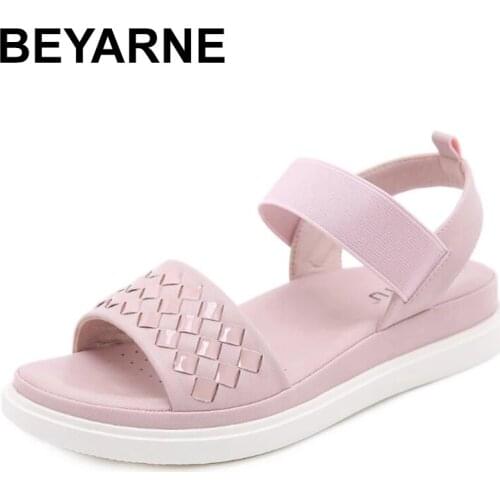 BEYARNE Summer Women Casual Shoes Slippers Rome Retro platform Open Toe Sandals Beach Slip On Slides Brand Design Weave Sandals