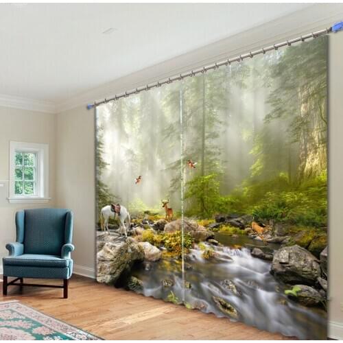 2017 Modern Blackout Window Curtain Beautiful forest 3D Curtains For Bedding room Living room Hotel Drapes Cortinas De Sala