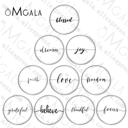 Artistic font Love Believe Faith Dream 10pcs 10mm/12mm/16mm/18mm/25mm Round photo glass cabochon demo flat back Making findings