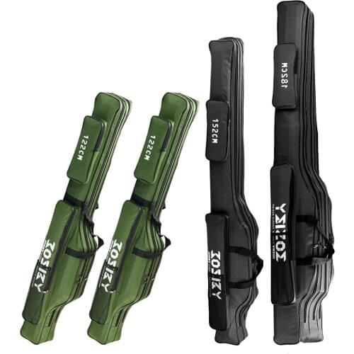 60/100/122/150/152/182CM cm Three/Two Zipper style Layers Fishing Rod Bag Storage Folding Fishing Rod Reel Carrier Travel Bag