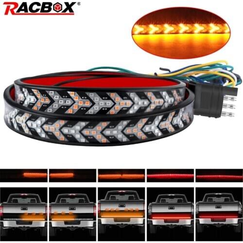 48 Inch Red Yellow Truck Tailgate LED Strip Light Bar Triple Row 4-Function With Brake Turn Signal For Jeep Dodge Pickup SUV 12V