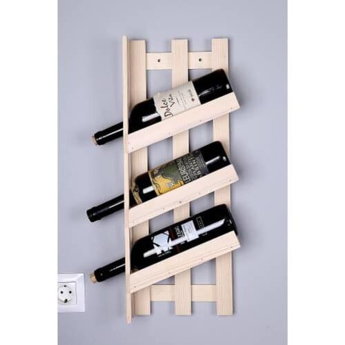 Natural Wooden Wine Stand 3 Floors Wall Mounted Wine Rack Unpainted Decorative Stylish Design Home Bar Restaurant