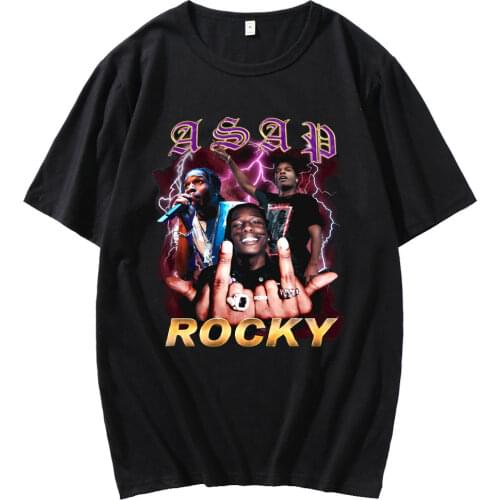 Rapper Hip Hop Style Short Sleeve Female Cosplay Crewneck T-shirt Spring Summer Print Asap Rocky Fashion Vintage Tshirt Male