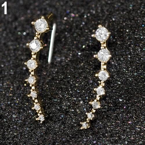 Womens Fashion 7 Rhinestones Charm Earrings Ear Stud Jewelry Christmas Gift