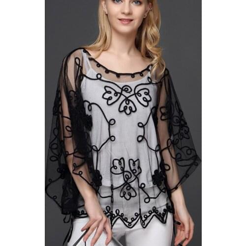 Ladies White black Blusas Women Chiffon Half sleeve New Summer Lace Tops Blouse hollow out Women shirt Feminine clothing 803J