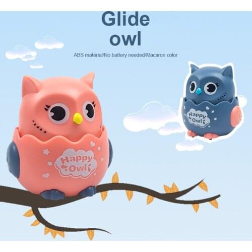 1pcs Cartoon Owl Inertial Slide Toy Press Back Force Cute Baby Rattle Toys Rotatable Infant Mobile Educational Toy Kids Gifts