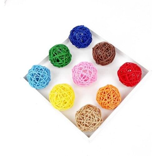 10pcs 5cm Colorful Round Sepak Takraw Rattan Balls DIY Craft Home Decor Christmas Wedding Birthday Party Decorations Kids Toys
