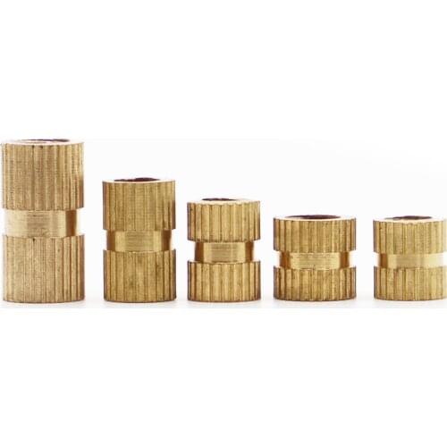 100pcs M2 M2.5 M3 Copper Inserts Brass Double Pass Knurl Thread Nut Embedded Fastener