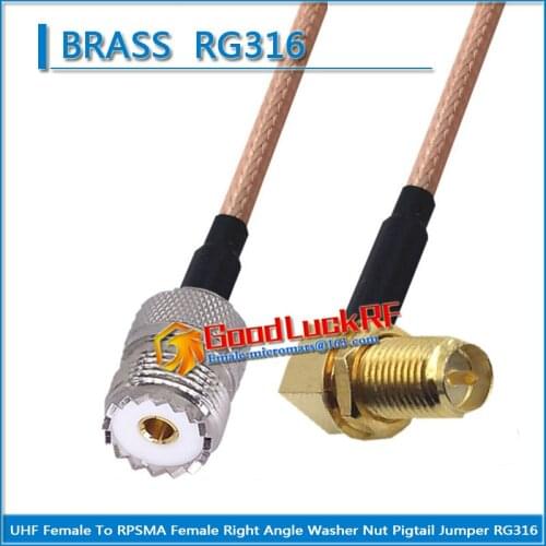 1X Pcs PL259 SO239 UHF Female to RP-SMA RPSMA RP SMA Female Washer Bulkhead Nut Right Angle Coaxial Pigtail Jumper RG316 Cable